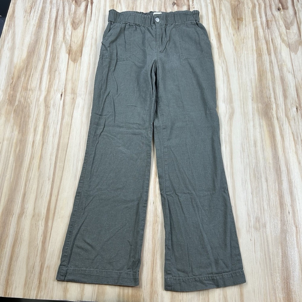 Ci Sono Womens S Sage Green Relaxed Leg Linen Blend Pants Casual Pull On
